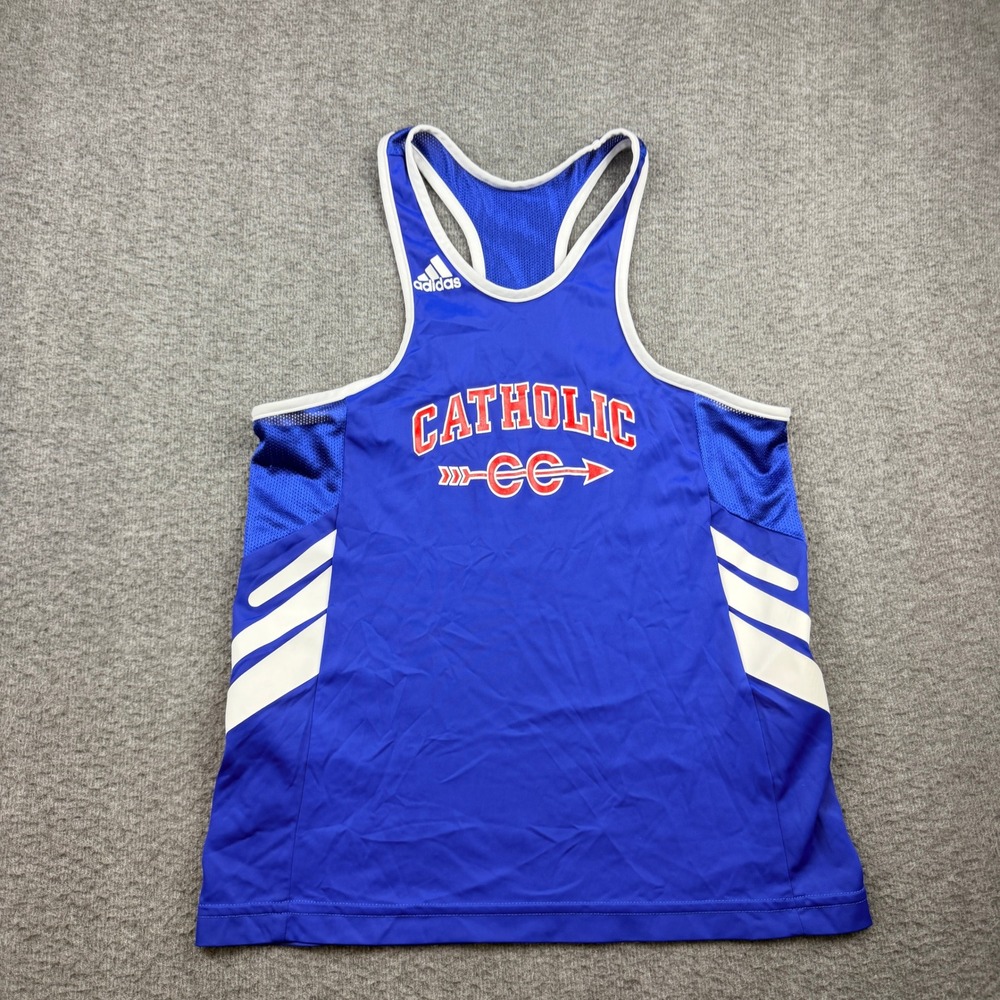 Adidas Women's S Small Catholic‎ CC Cross Country Running Singlet Blue White